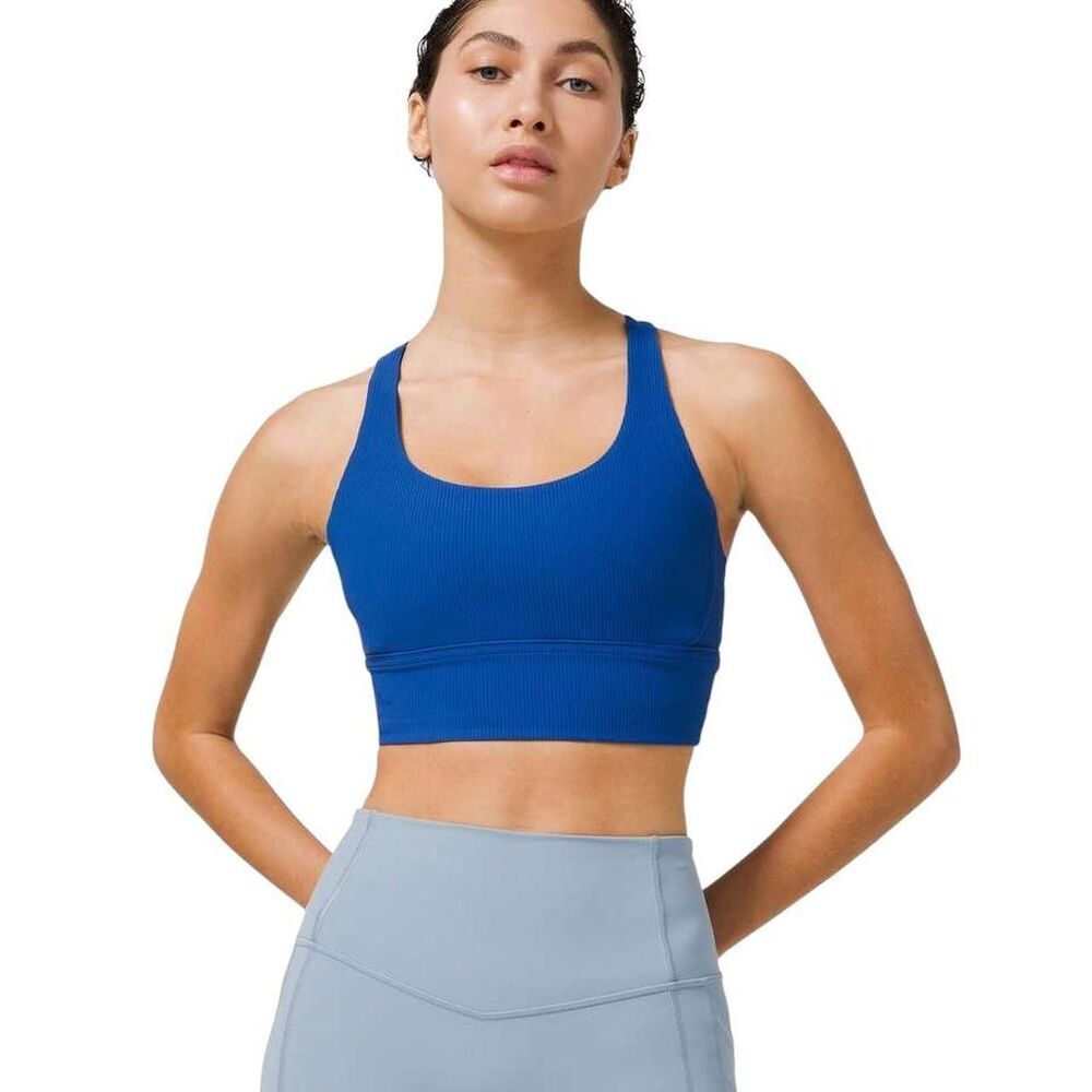 Lululemon Energy Bra Long Line Ribbed *Medium Support, B–D Cup in Regatta Blue